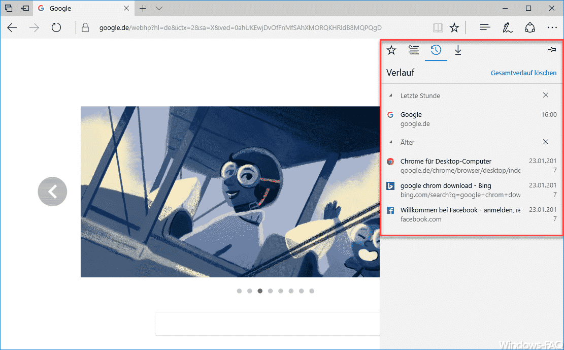 Microsoft Edge Browserverlauf anzeigen und löschen