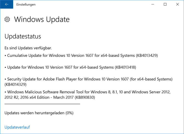 KB4013429 Kumulatives Update für Windows 10 Version 1607 Anniversary