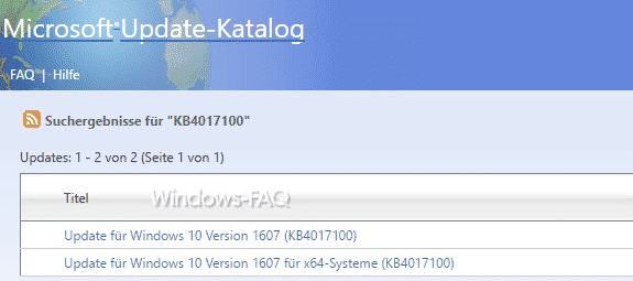 Update KB4017100 für Windows 10 Version 1607 Anniversary