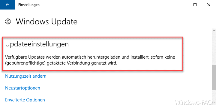Windows 10 Updateeinstellungen
