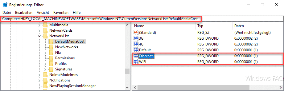 Ethernet Netzwerkverbindung und WLAN Verbindung bei Windows 10 auf getaktet (metered) umstellen