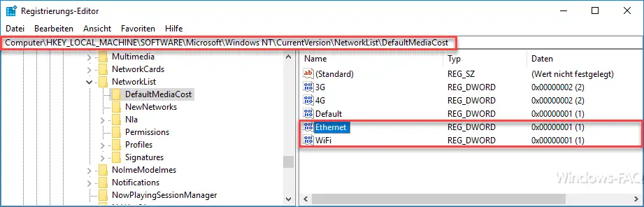 Registry DefaultMediaCost