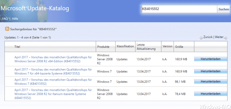 Update KB4015552 für Windows 7 und Server 2008 R2 erschienen