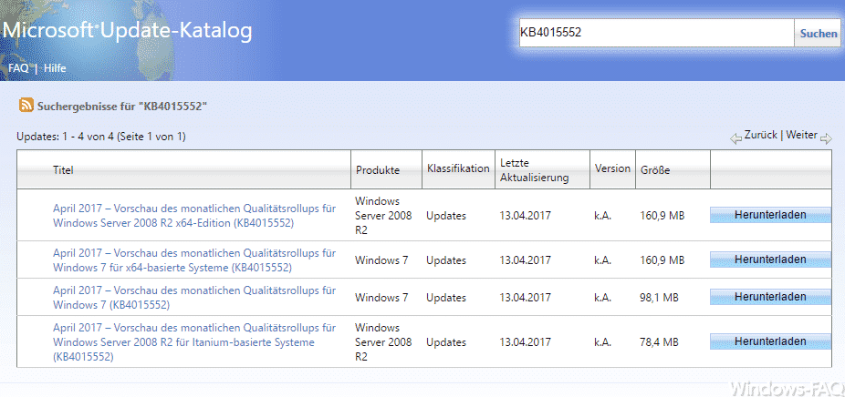 Update KB4015552 für Windows 7 und Server 2008 R2 erschienen