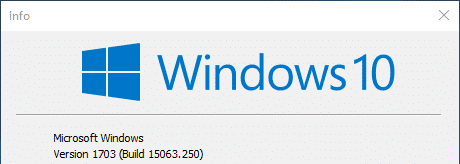 Windows 10 Version 1703 Build 15063.250