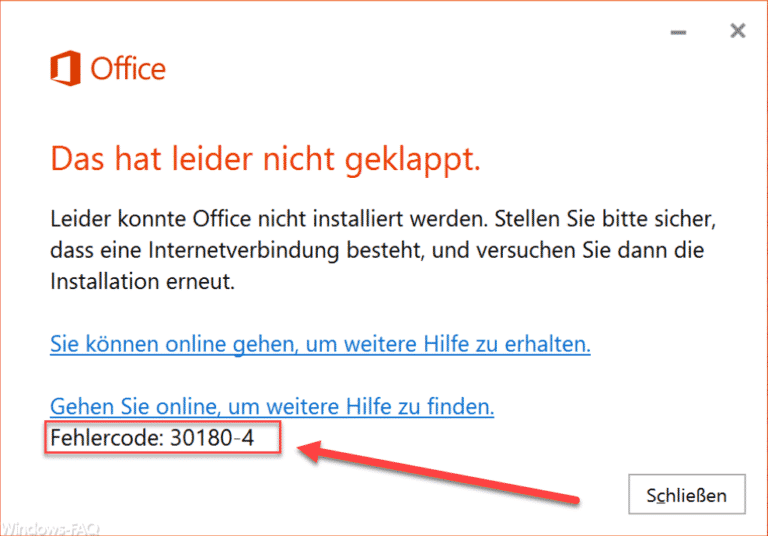 Fehlercode 30180-4 beim Deinstallieren von Microsoft Office