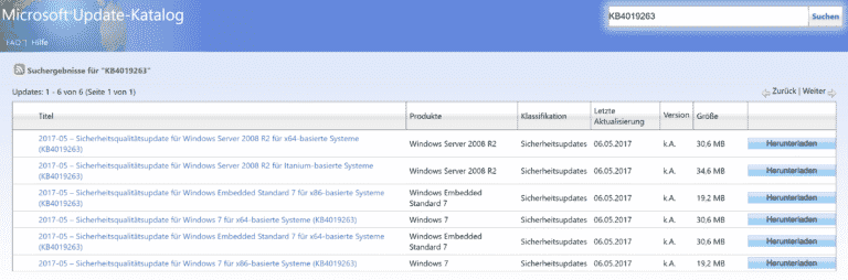 KB4019264 (monatliches Update) und KB4019263 (Sicherheitsupdate) für Windows 7 erschienen