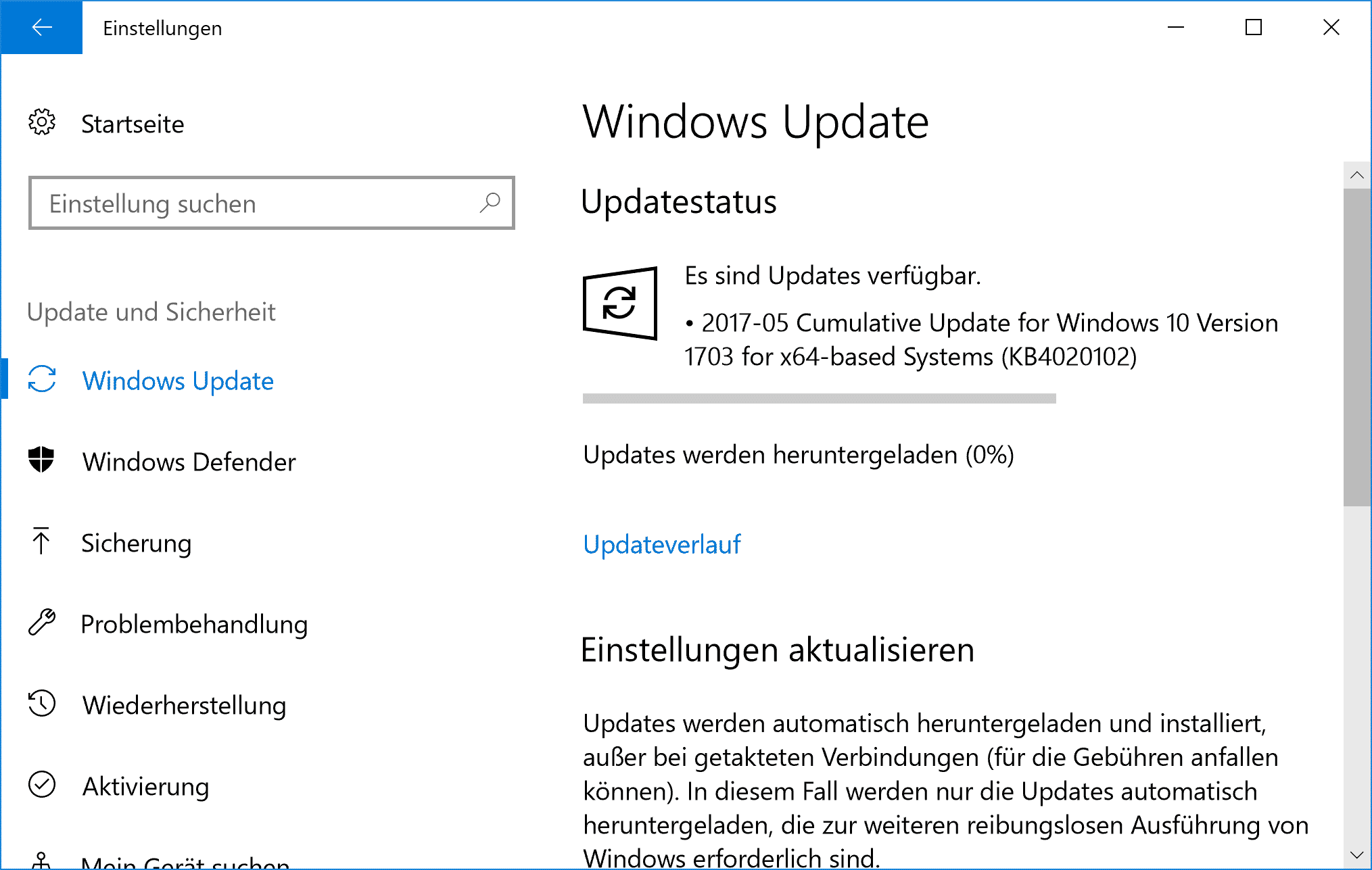 KB4020102 für Windows 10 Version 1703 Creators Update erschienen – Build 15063.332