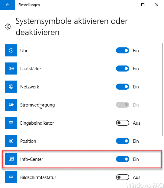 Windows 10 Benachrichtigungs- und InfoCenter deaktivieren