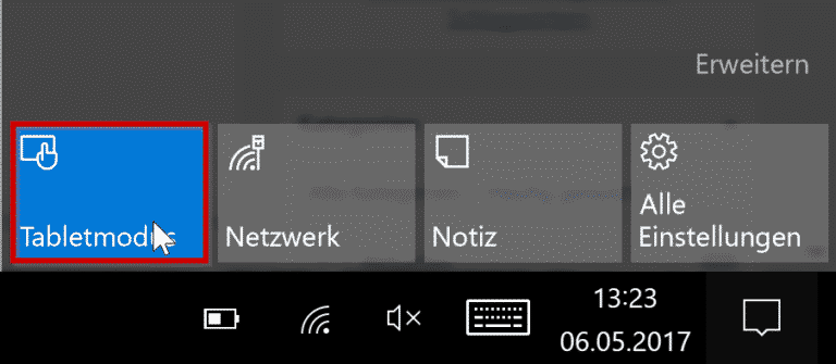 Aktivieren des Tabletmodus unter Windows 10