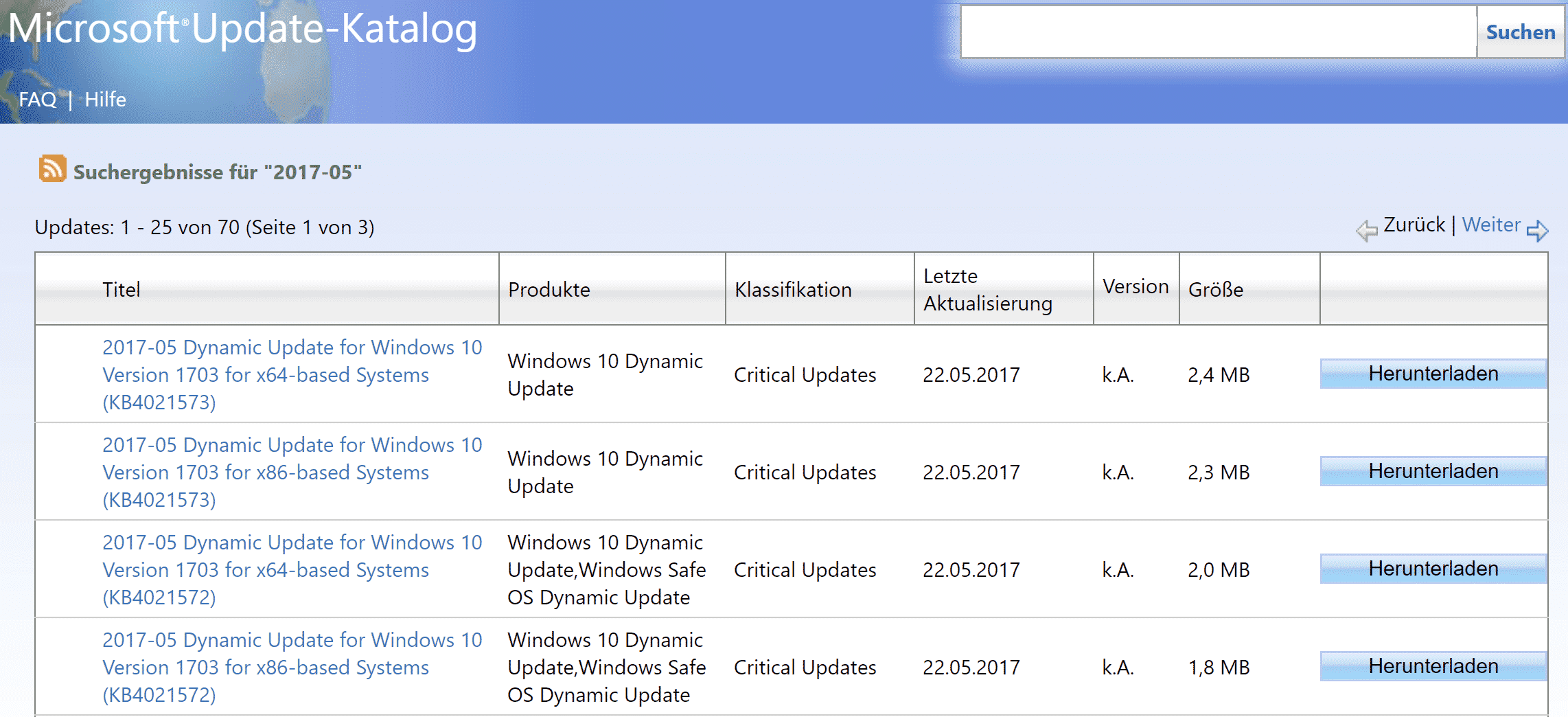 KB4021572 und KB4021573 für Windows 10 Version 1703 Creators Update erschienen