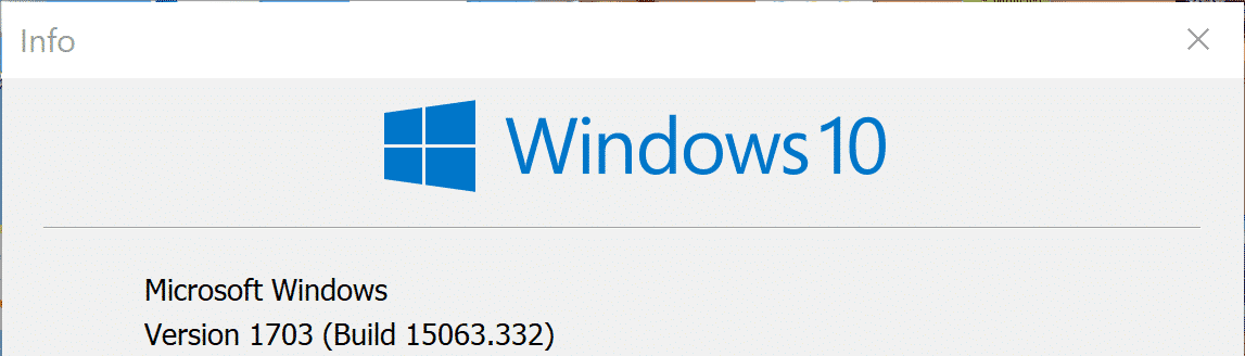 Windows 10 Version 1703 Build 15063.332