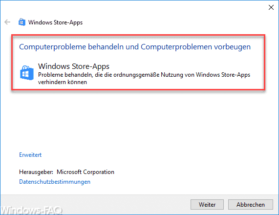 Windows Store Apps Probleme behandeln
