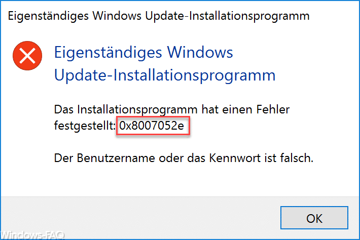 0x8007052E Fehlercode beim Windows Update