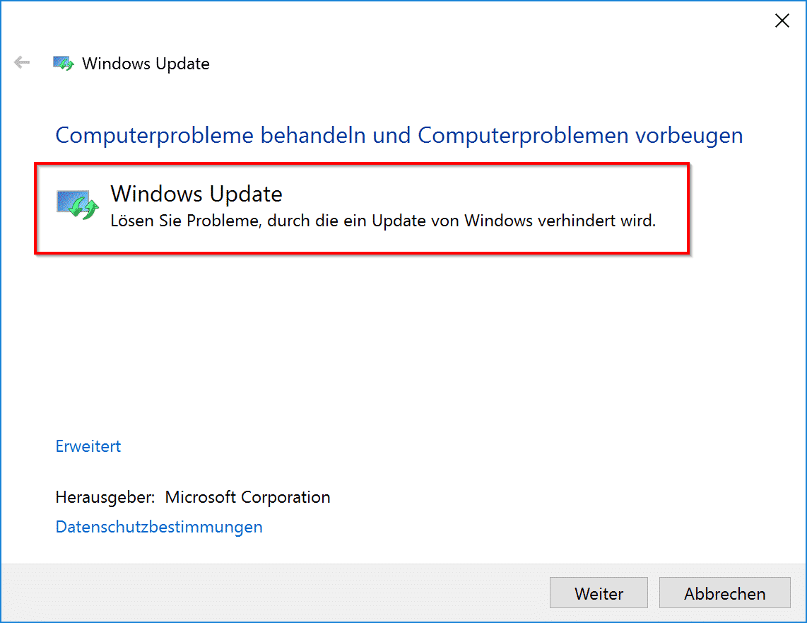 Computerprobleme behandeln und Computerprobleme beheben bei Windows Updates
