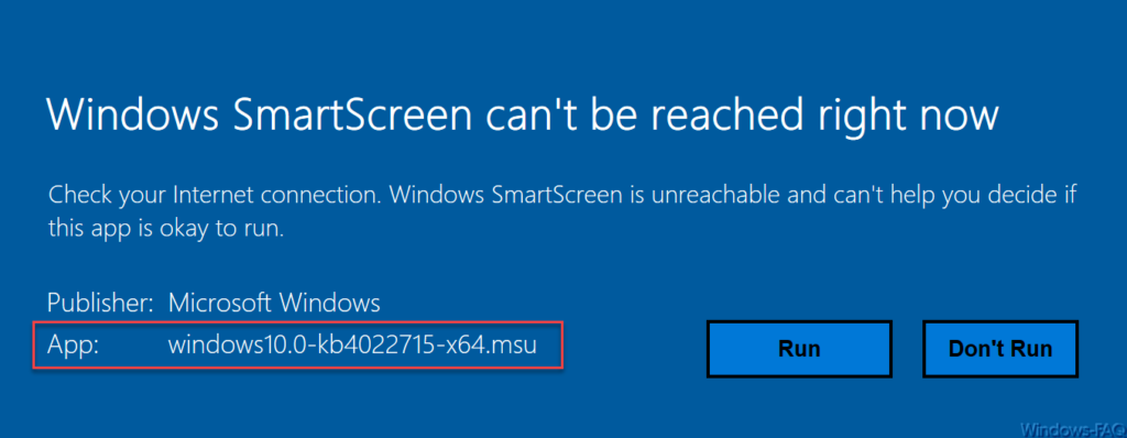 Windows SmartScreen can´t be reached right now - Windows FAQ