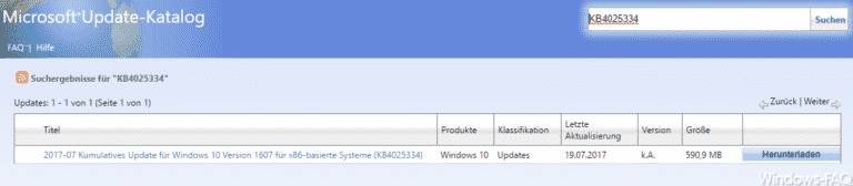 KB4025334 für Windows 10 Version 1607 Anniversary (Build 14393.1532) erschienen