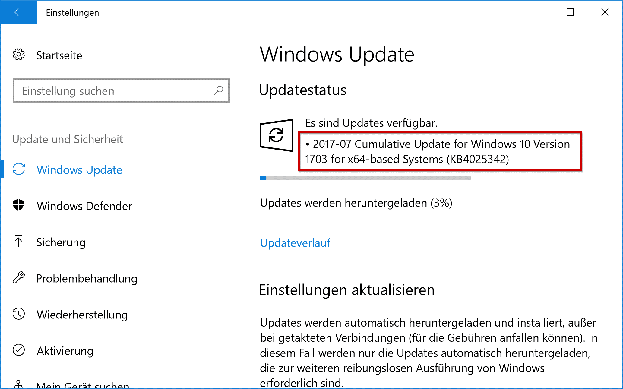 KB4025342 Cumulative Update for Windows 10 Version 1703
