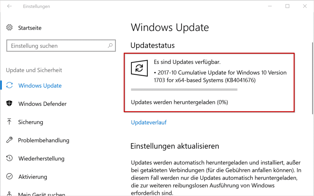 KB4041676 Update für Windows 10 Version 1703 Creators Update