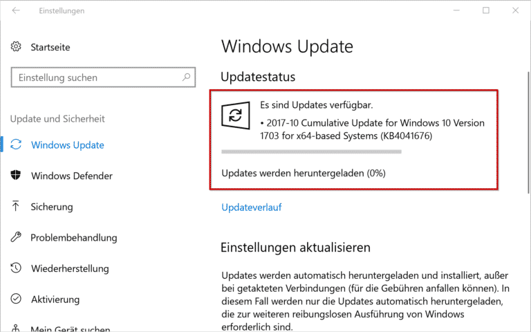 KB4041676 Update für Windows 10 Version 1703 Creators Update erschienen (Build 15063.674)