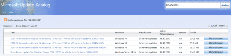 KB4043961 Update für Windows 10 Version 1703 Fall Creators Update Build 16299.19