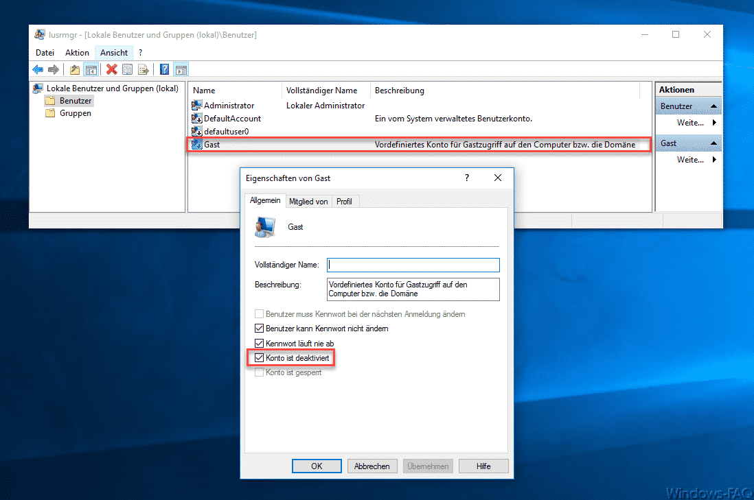 Windows 10 Gastkonto aktivieren