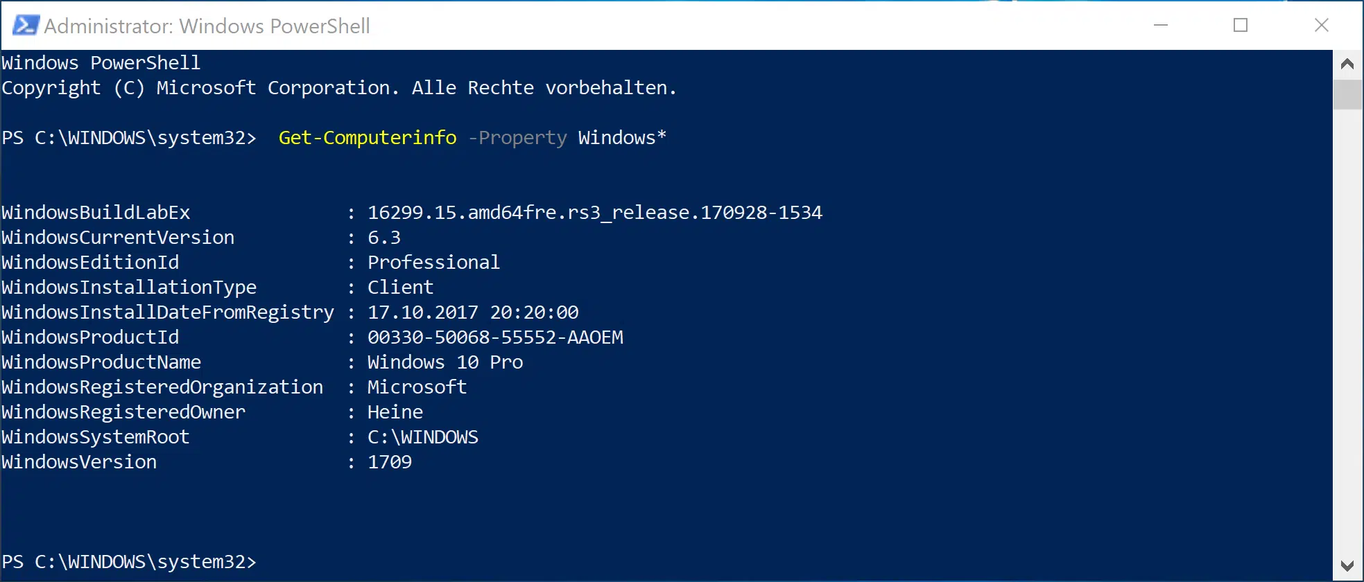 Get-Computerinfo -Property Windows