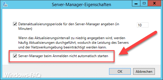Server-Manager nach Windows Anmeldung nicht automatisch starten