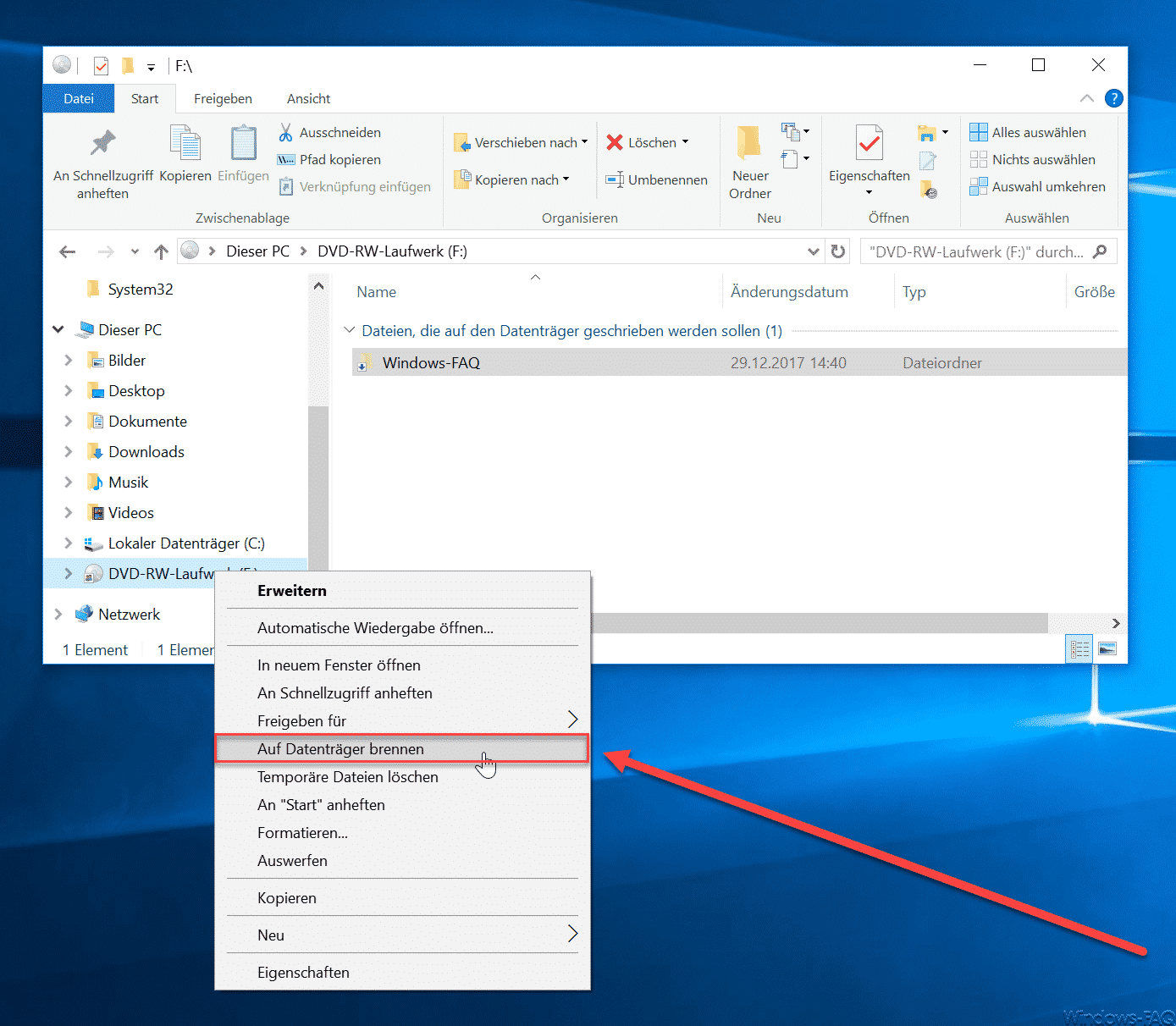 CD/DVD Brennfunktion aus Windows Explorer entfernen