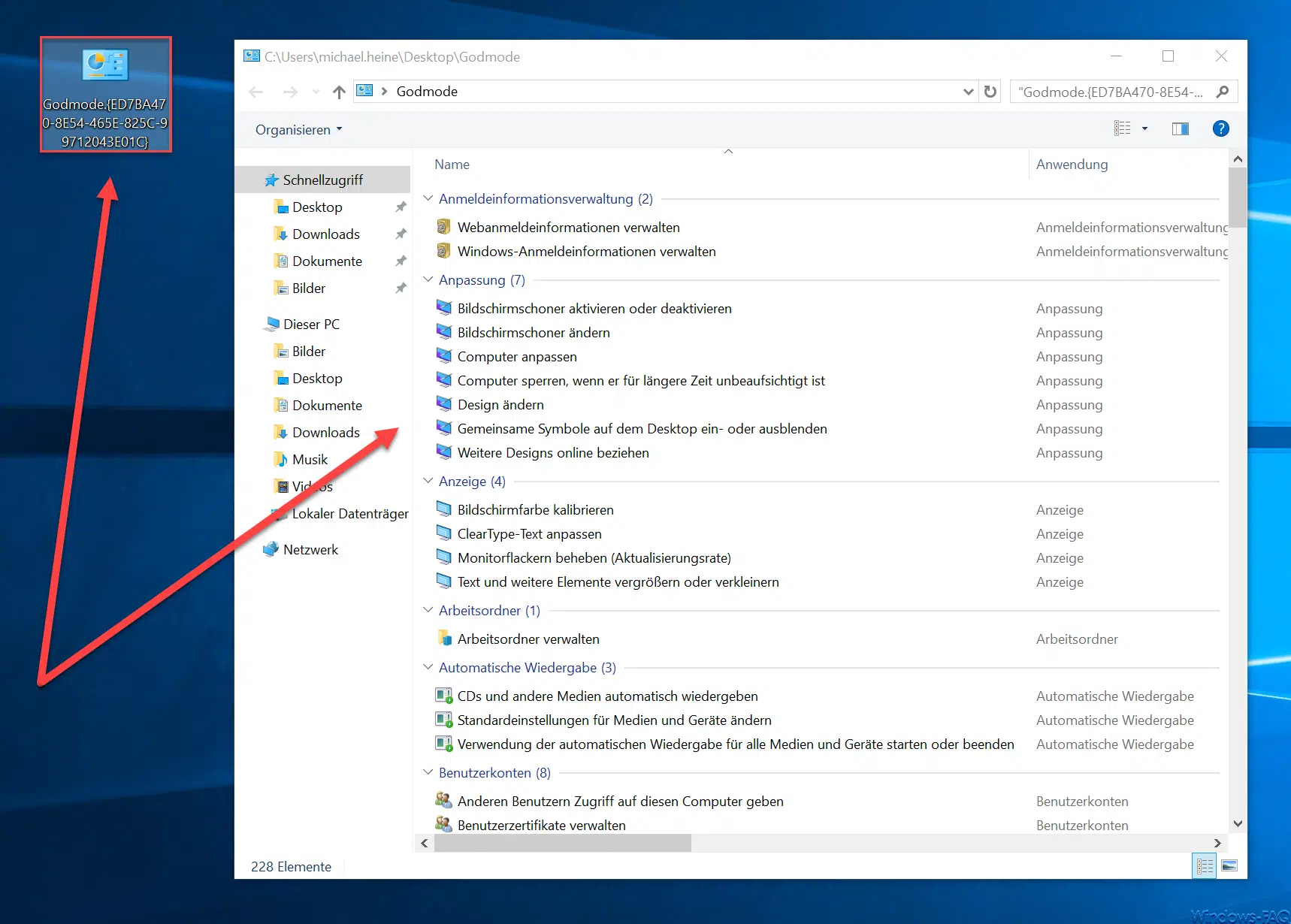 Godmode unter Windows 10 aktivieren