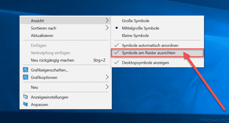 Windows 10 Desktop Symbole am Raster ausrichten