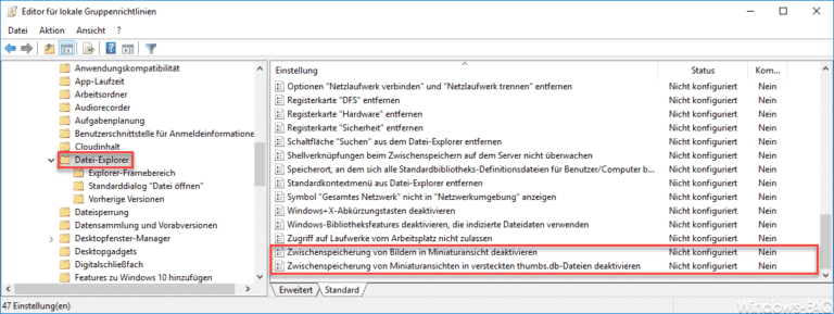 Thumbs.DB – Zwischenspeichern der Bild Miniaturansichten im Windows Explorer deaktivieren