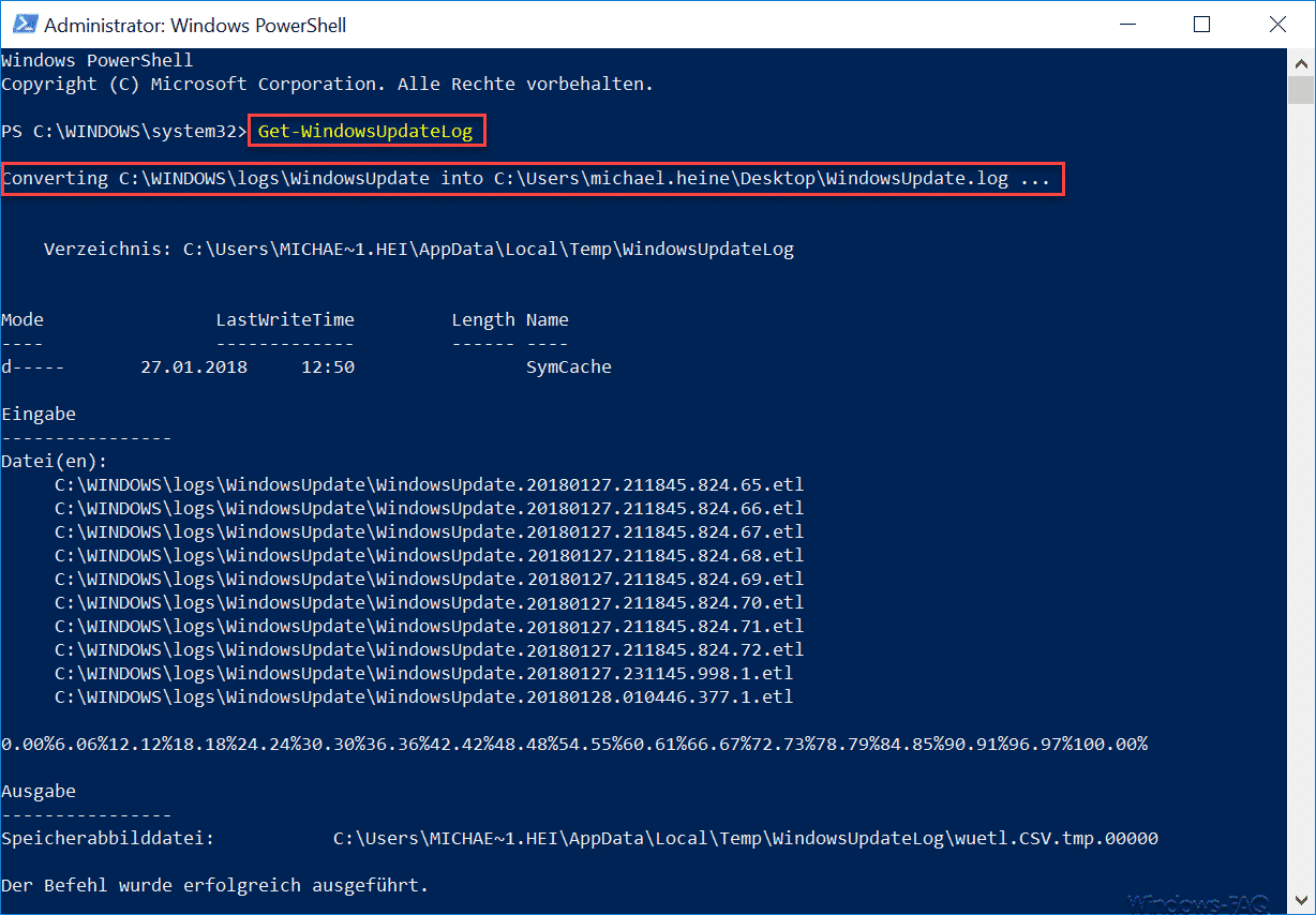 WindowsUpdate.log bei Windows 10 auslesen bzw. per PowerShell umformatieren