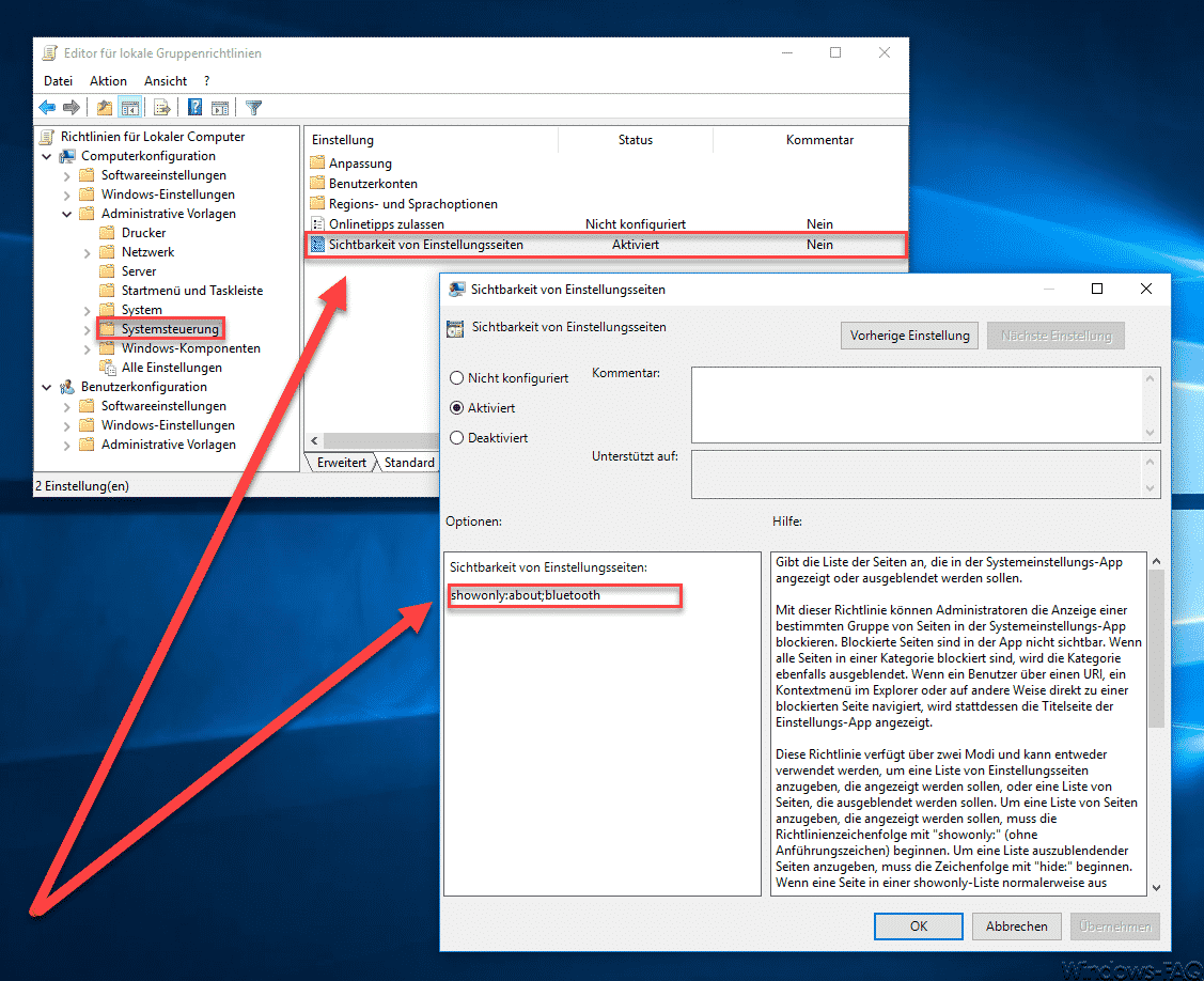 Seiten und Optionen aus der Windows 10 Einstellungs-App ausblenden bzw. entfernen