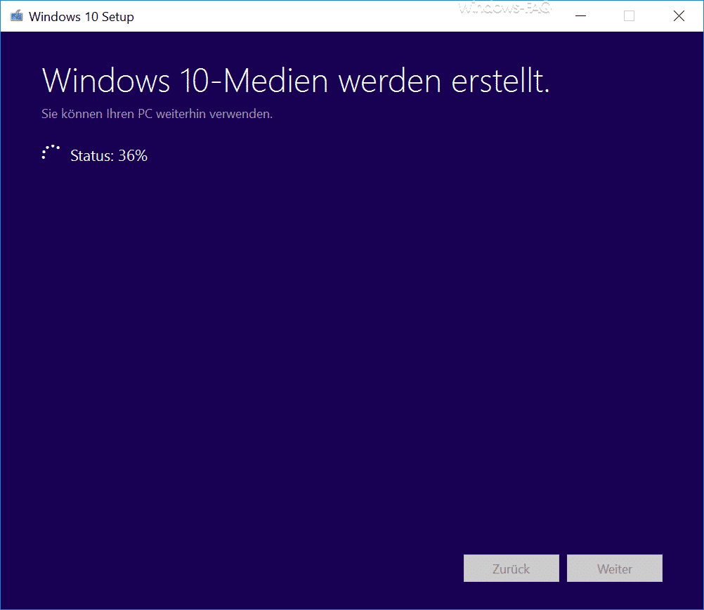 Windows 10 Medien werden erstellt