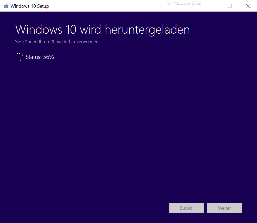 Windows 10 wird heruntergeladen