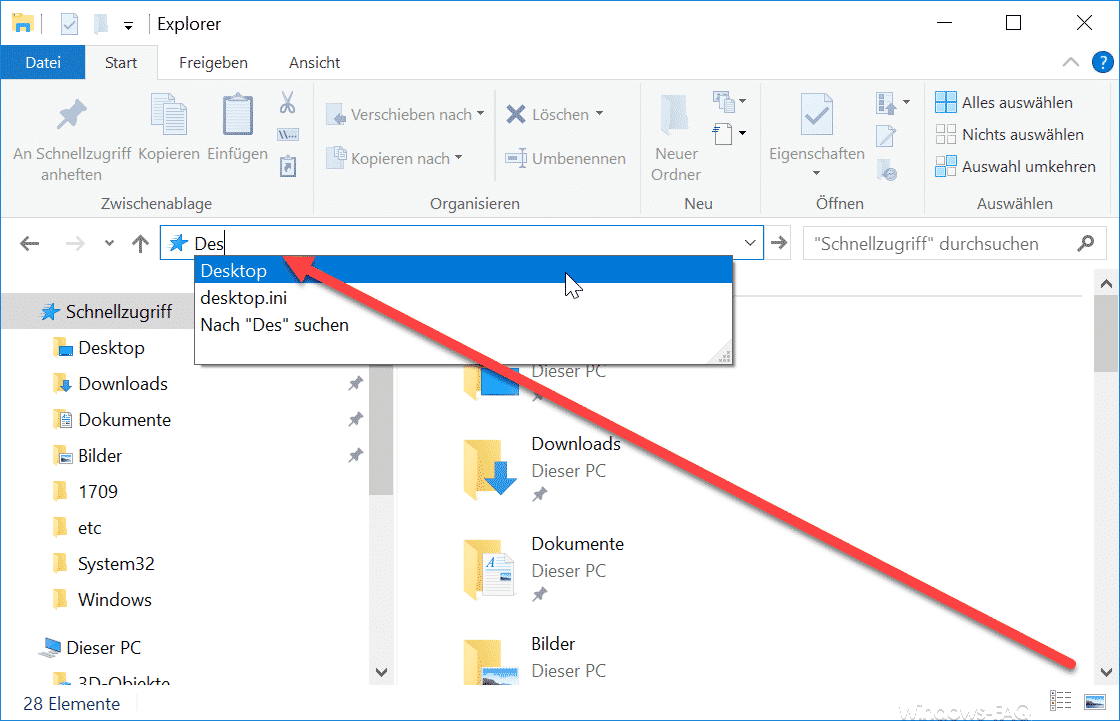 Autovervollständigen im Windows Explorer ein- oder ausschalten