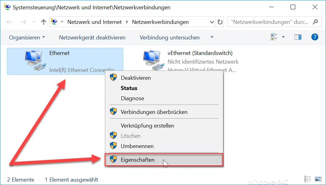 Netzwerkverbindungen Eigenschaften