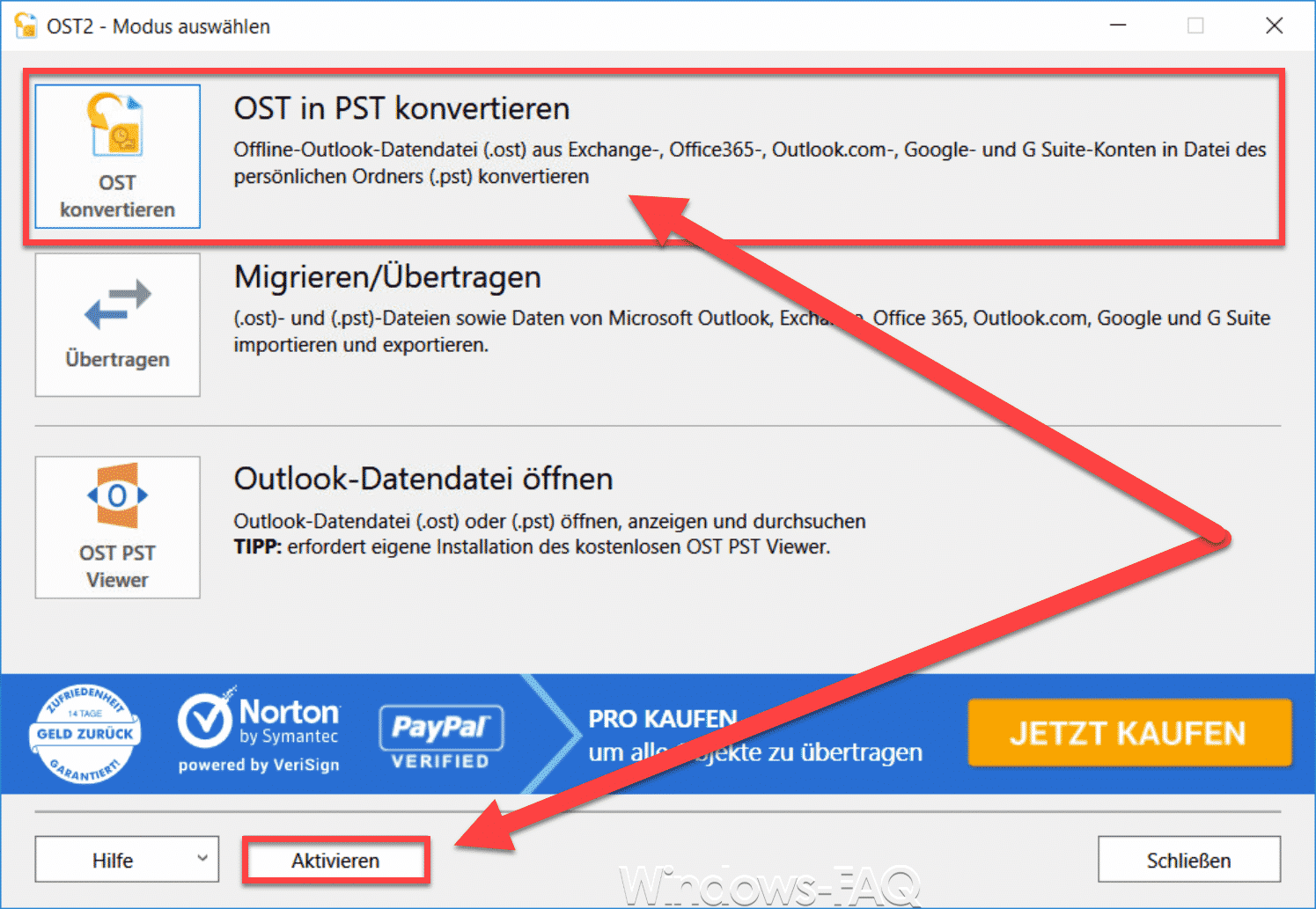 Outlook OST Datei in eine PST Datei umwandeln mit OST2