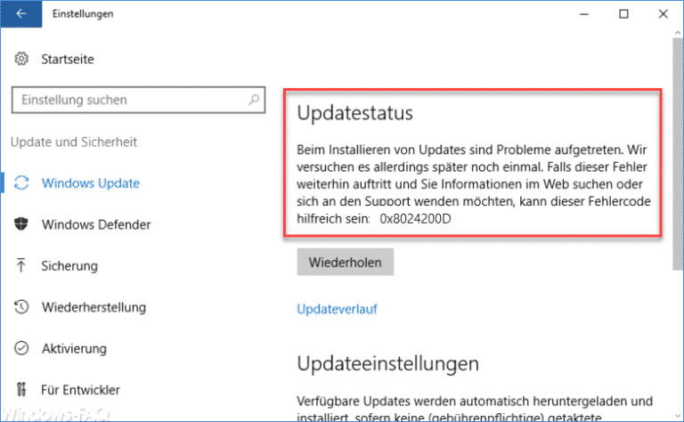 0x8024200D Windows Update Fehlercode