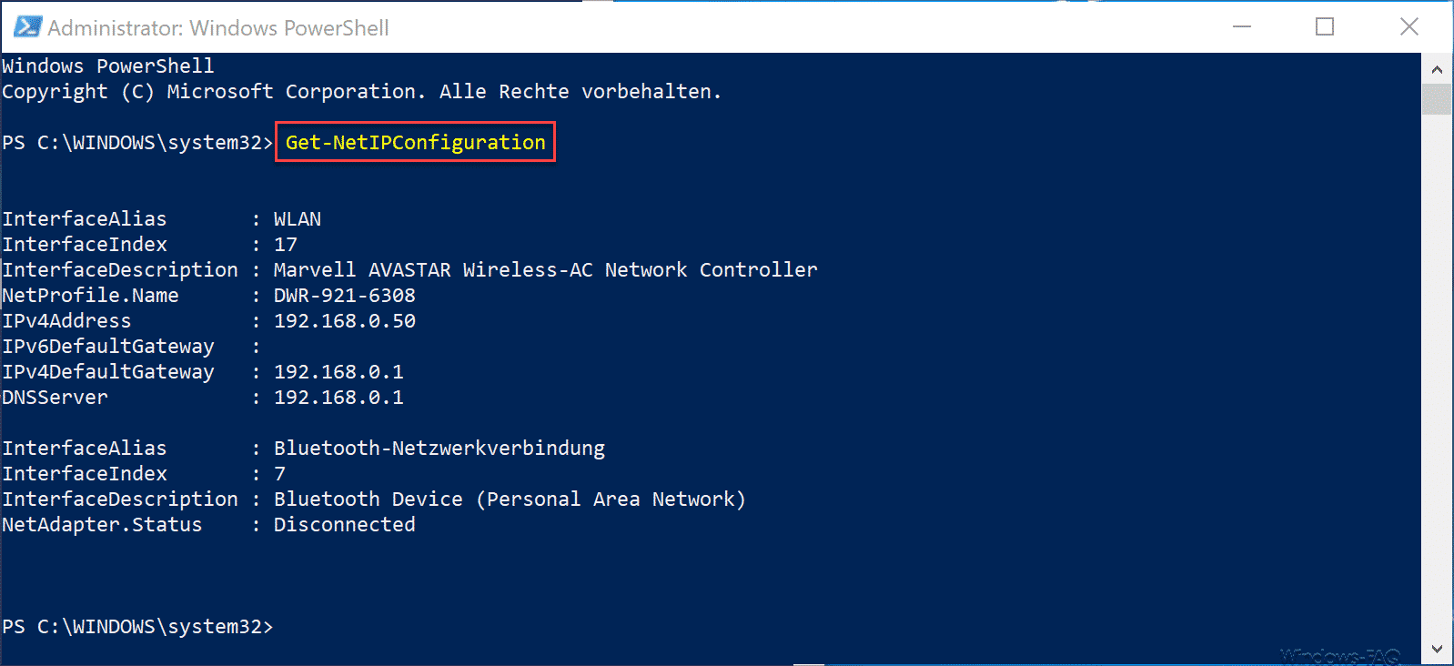 Ping, IPConfig und Tracert als PowerShell Befehle