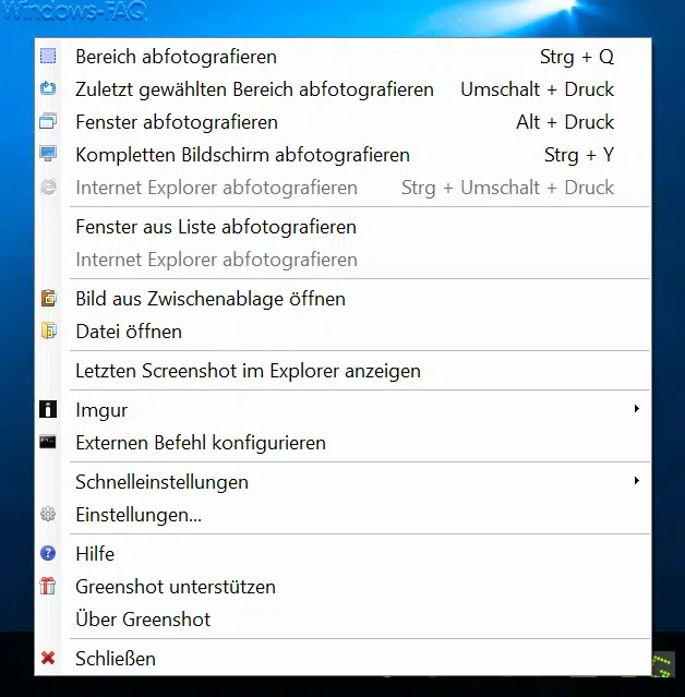Greeenshot Funkionen