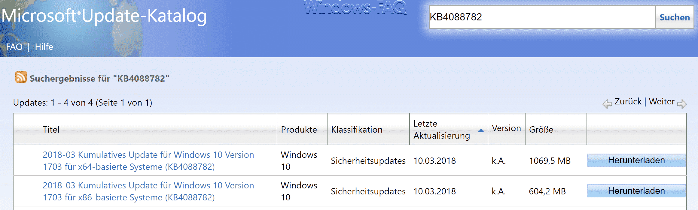 Update KB4088782 für Creators Update 1703 erschienen Build 15063.966