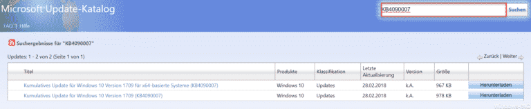 KB4090007 Intel Microcode Update für Windows 10 Version 1709