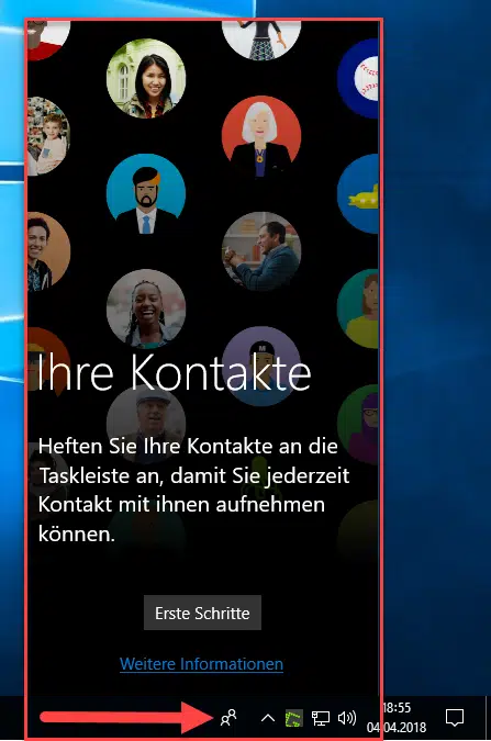 Kontakte Icon aus Windows 10 Taskleiste entfernen