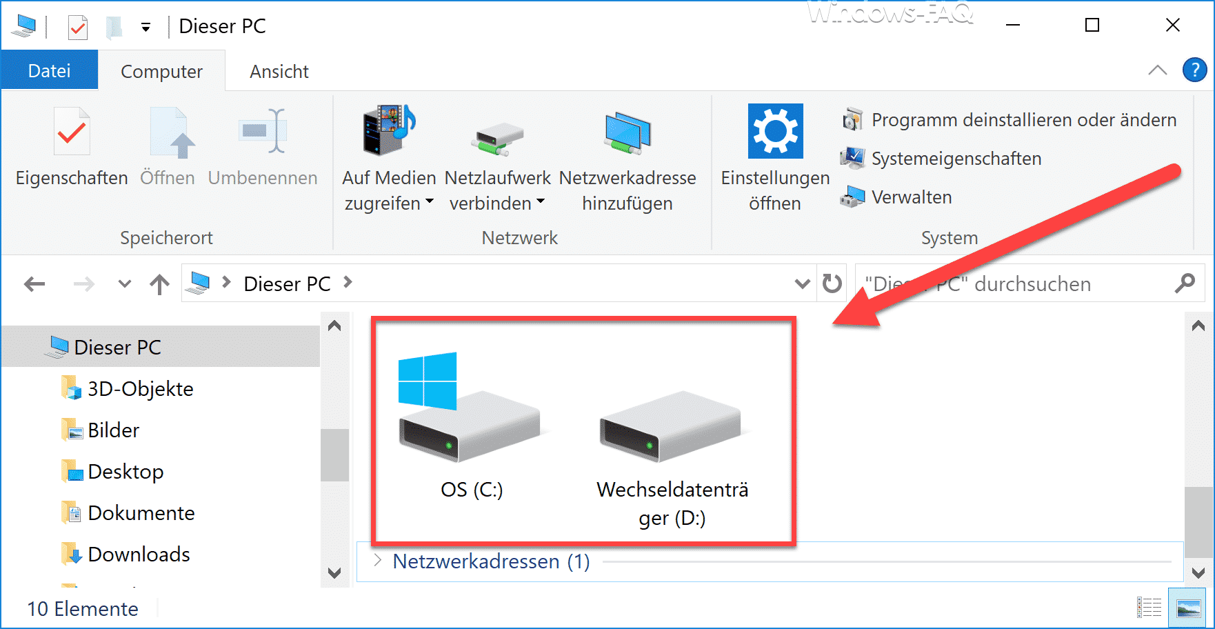 Laufwerksbuchstaben im Windows Explorer