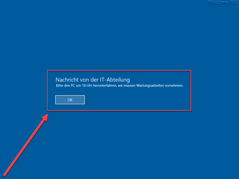 Hinweis für den Anwender vor der Windows Anmeldung anzeigen (Sign In Message)