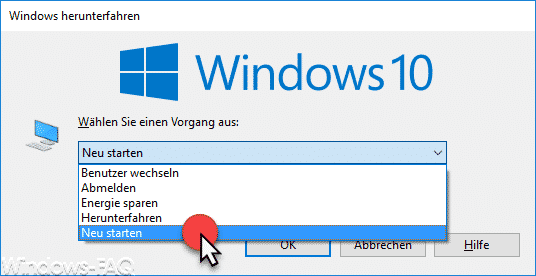 Neu starten Windows 10