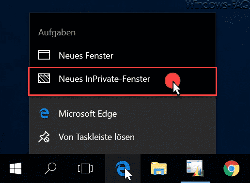 Windows 10 Edge Browser im „InPrivate“ Modus starten