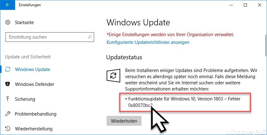 0x80070bc2 Fehlercode beim Windows Update